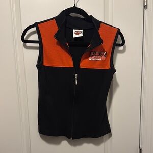 Harley-Davidson Black and Orange Zip Tank